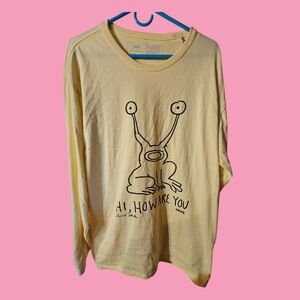Vans X Daniel Johnston Pastel Yellow Long Sleeve Tee with Jeremiah the Frog!